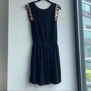PROMOD - Black Jersey Dress with Sequins